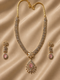 Royal Rose Quartz & Leaf Marquise Necklace Set