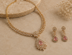 Royal Rose Quartz & Leaf Marquise Necklace Set