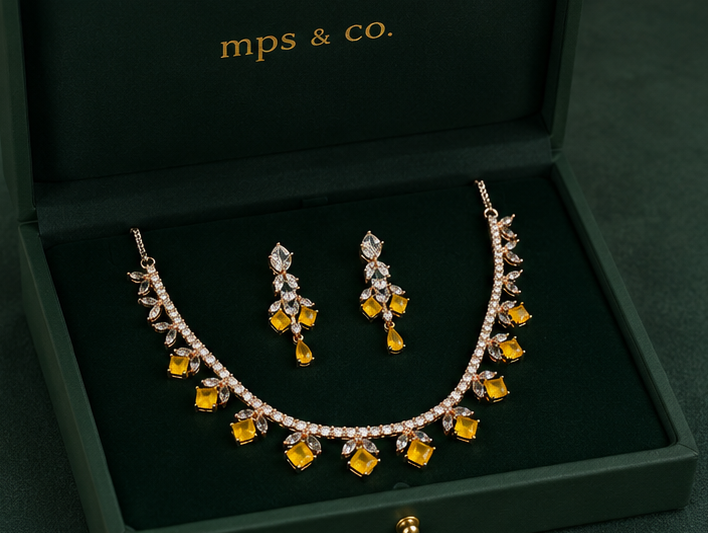 Canary Blossom Radiant Droplet Necklace Set