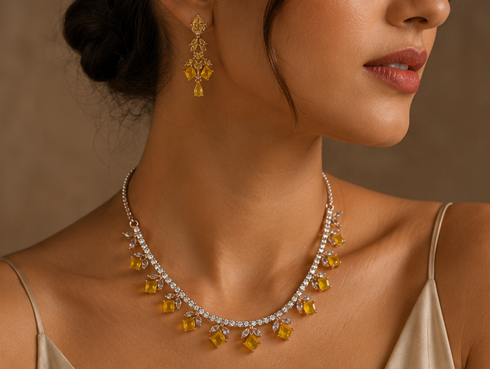 Canary Blossom Radiant Droplet Necklace Set