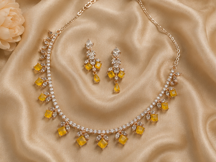 Canary Blossom Radiant Droplet Necklace Set