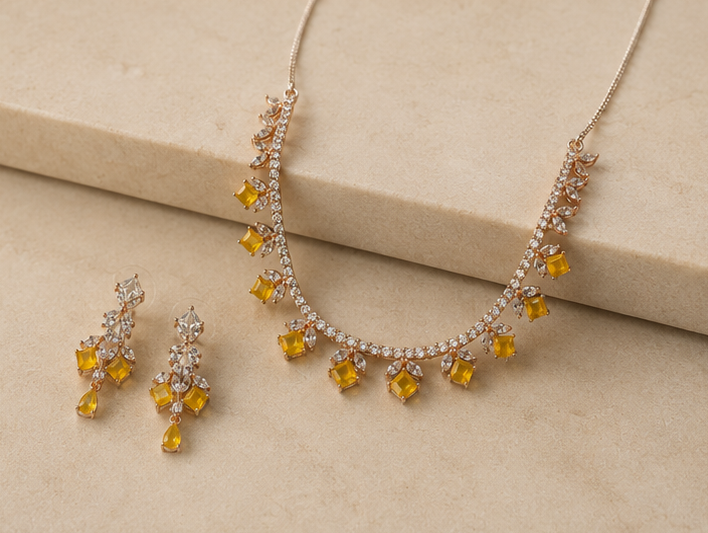 Canary Blossom Radiant Droplet Necklace Set