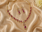 Empress Ruby Geometric Halo Necklace Set
