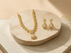 Vintage Medallion Pave Teardrop Necklace Set