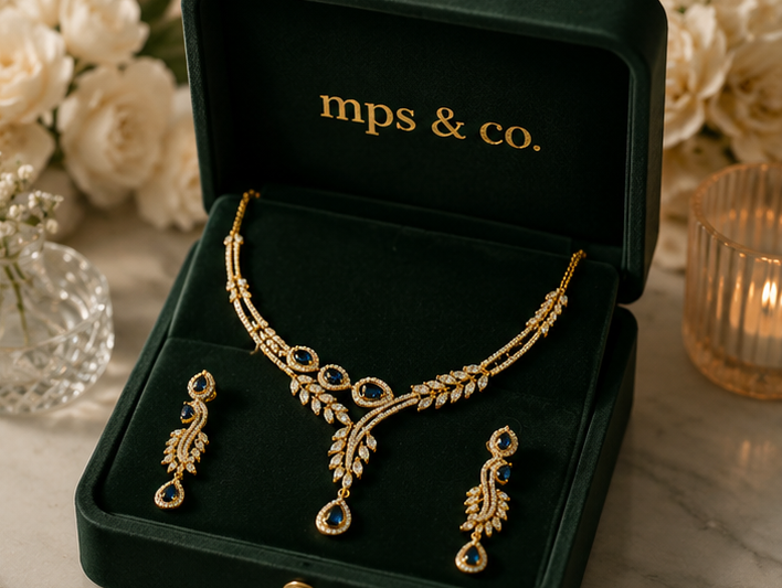 Midnight Sapphire Vine Symphony Necklace Set