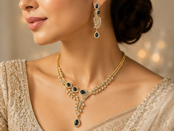 Midnight Sapphire Vine Symphony Necklace Set