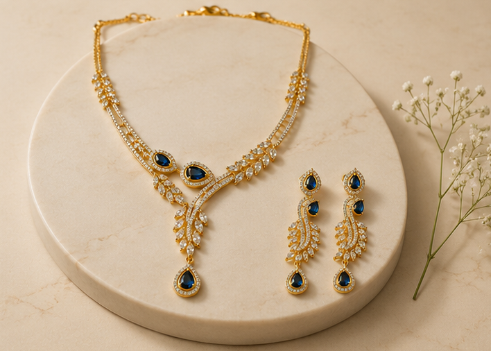 Midnight Sapphire Vine Symphony Necklace Set