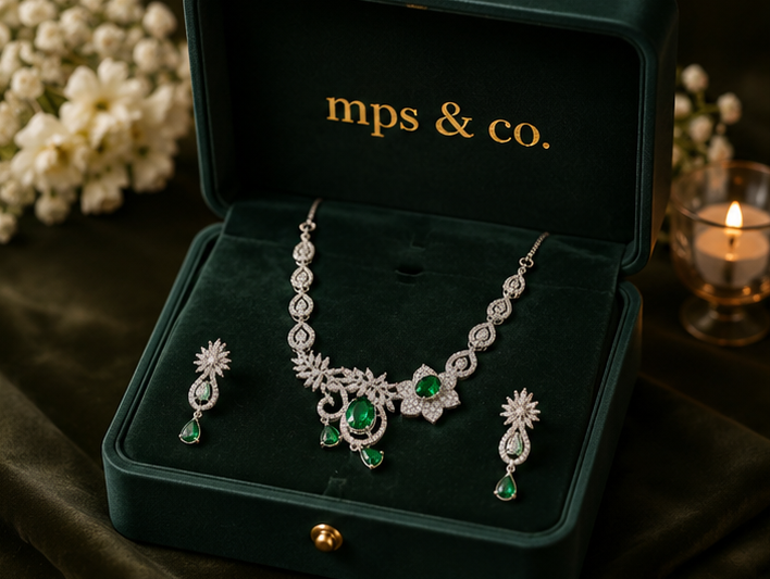 Victorian Emerald Bouquet Necklace Set