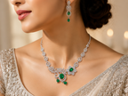 Victorian Emerald Bouquet Necklace Set