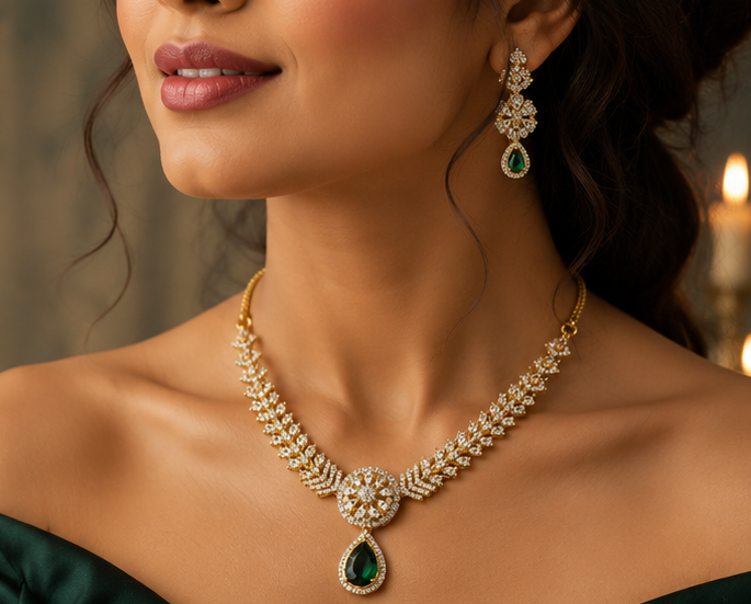 Sovereign Emerald Medallion Necklace Set