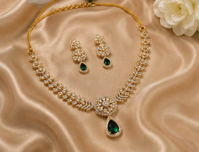 Sovereign Emerald Medallion Necklace Set