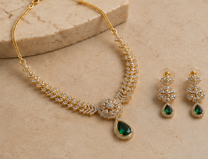 Sovereign Emerald Medallion Necklace Set