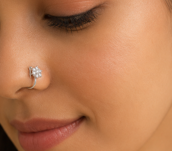 Classic Silver Tone Snowflake Nose Pin | MPS & Co.