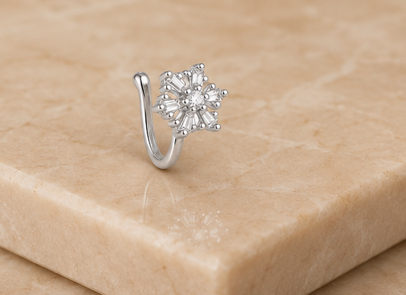 Classic Silver Tone Snowflake Nose Pin | MPS & Co.