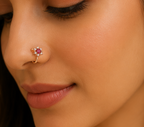 Elegant Rose Gold Crimson Floral Nose Pin | MPS & Co.