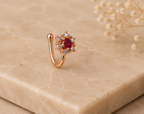 Elegant Rose Gold Crimson Floral Nose Pin | MPS & Co.