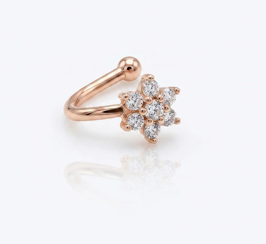 Minimalist Rose Gold Crystal Blossom Nose Pin | MPS & Co.