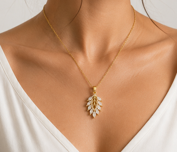 Designer Crystal Leaf Cluster Pendant | MPS & Co.