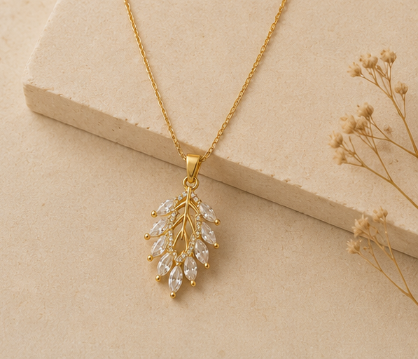 Designer Crystal Leaf Cluster Pendant | MPS & Co.