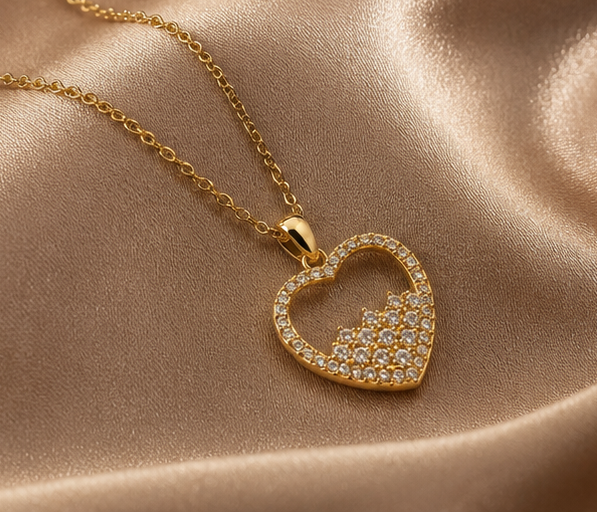 Romantic Pave Crystal Open Heart Pendant | MPS & Co.