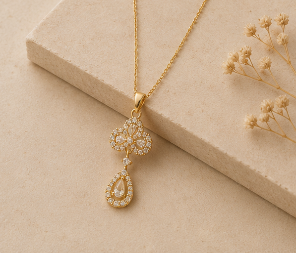 Elegant Ornate Crystal Marquise Drop Pendant | MPS & Co.