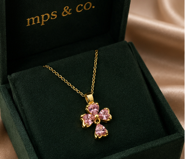 Blush Pink Crystal Four-Leaf Clover Necklace | MPS & Co.