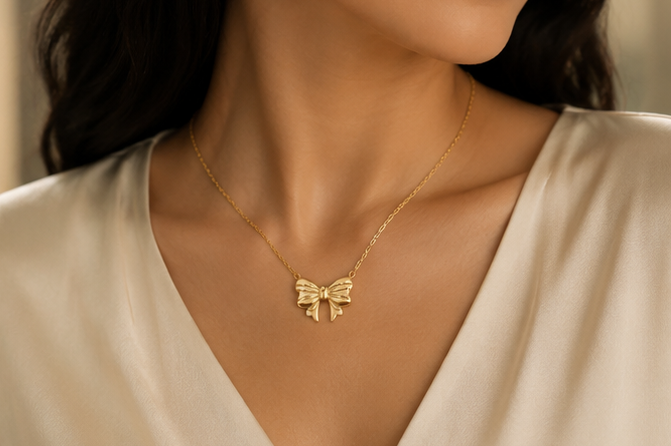 Chic Sculpted Ribbon Bow Pendant | MPS & Co.
