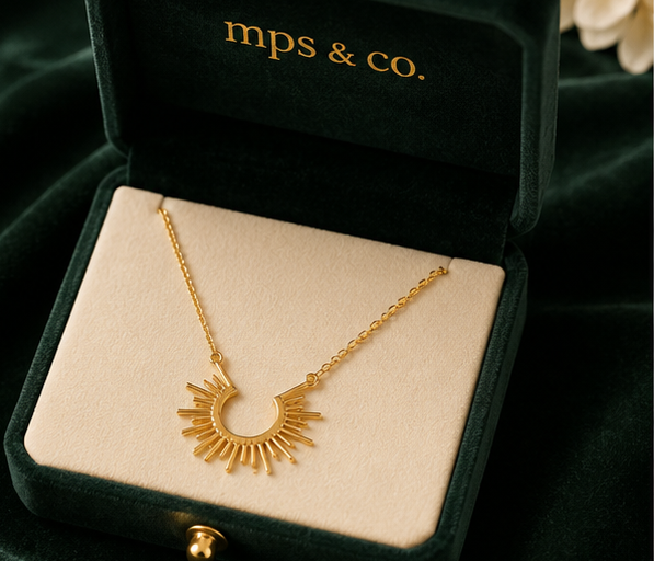 Contemporary Solar Sunburst Emblem Necklace | MPS & Co.