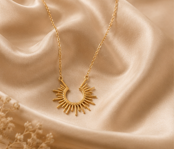 Contemporary Solar Sunburst Emblem Necklace | MPS & Co.