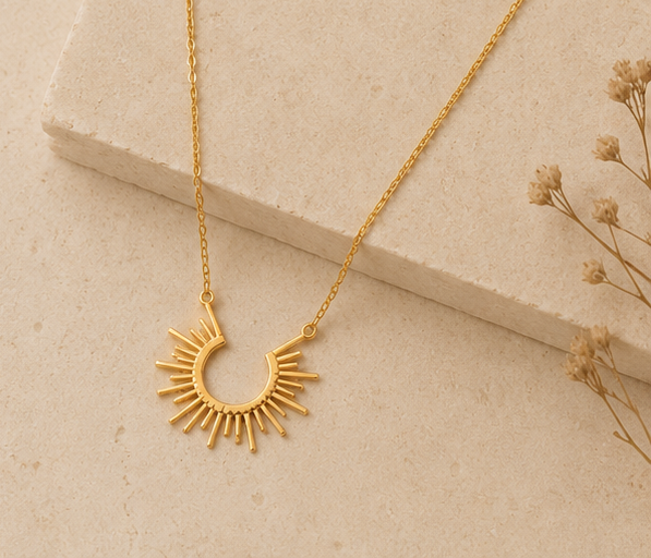 Contemporary Solar Sunburst Emblem Necklace | MPS & Co.