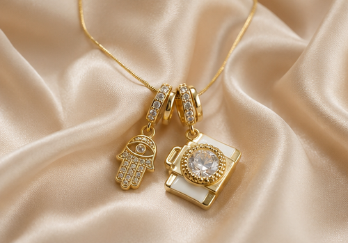 Celestial Hamsa & Camera Charm Necklace | MPS & Co.
