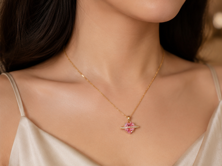 Cosmic Pink Heart Planet Necklace | MPS & Co.