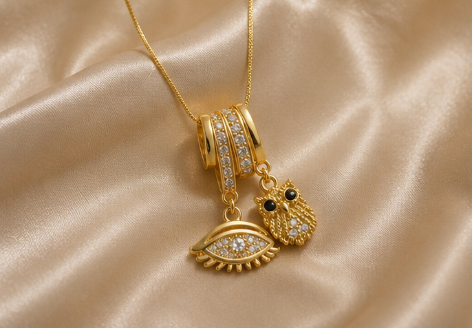 Guardian Evil Eye & Wise Owl Charm Necklace | MPS & Co.