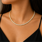 Unisex Classic Gold Cubic Zirconia Tennis Chain Necklace (20cm) | MPS & Co.