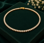 Unisex Classic Gold Cubic Zirconia Tennis Chain Necklace (20cm) | MPS & Co.