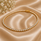 Unisex Classic Gold Cubic Zirconia Tennis Chain Necklace (20cm) | MPS & Co.