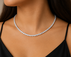 Unisex Classic Silver Cubic Zirconia Tennis Chain Necklace (20cm) | MPS & Co.