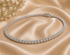 Unisex Classic Silver Cubic Zirconia Tennis Chain Necklace (20cm) | MPS & Co.