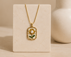 Vintage Enamel Sunflower Pendant Necklace | MPS & Co.