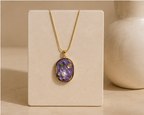 Vintage Oval Purple Flower Pendant Necklace | MPS & Co.