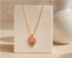 Pink Enamel Botanical Heart Pendant Necklace | MPS & Co.