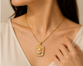 Vintage Pink Sunflower Oval Pendant Necklace | MPS & Co.