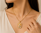 Vintage Pink Sunflower Oval Pendant Necklace | MPS & Co.