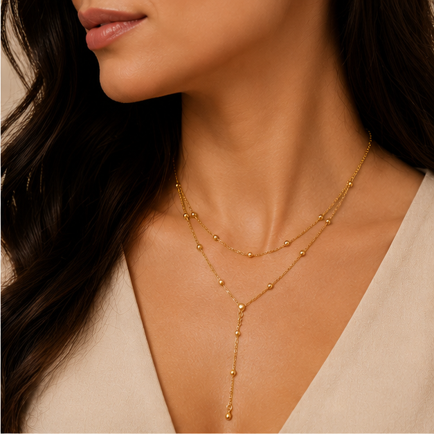 Elegant Layered Beaded Y-Necklace | MPS & Co.
