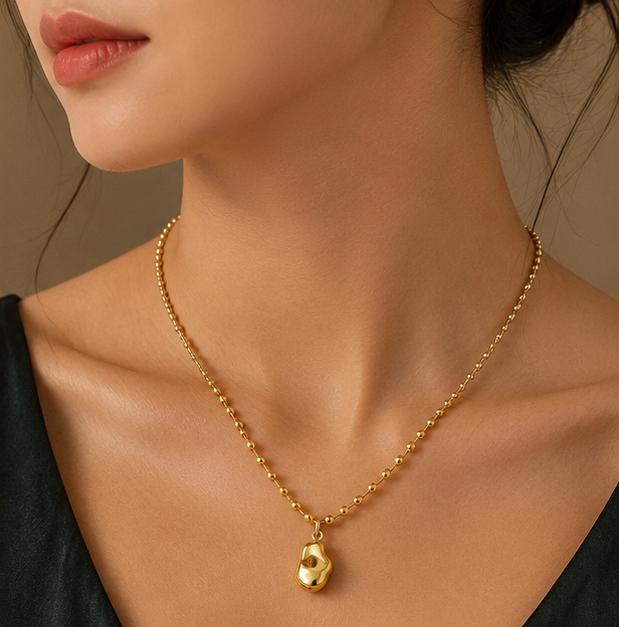 Organic Sculpted Pendant Ball Chain Necklace | MPS & Co.