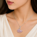 Pink Crystal Feather Swan Pendant Necklace | MPS & Co.