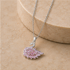 Pink Crystal Feather Swan Pendant Necklace | MPS & Co.