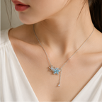Pastel Blue Floral Drop Charm Necklace | MPS & Co.