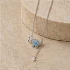 Pastel Blue Floral Drop Charm Necklace | MPS & Co.