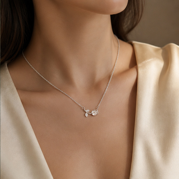 Horizontal Botanical Tulip Stem Pendant Necklace | MPS & Co.